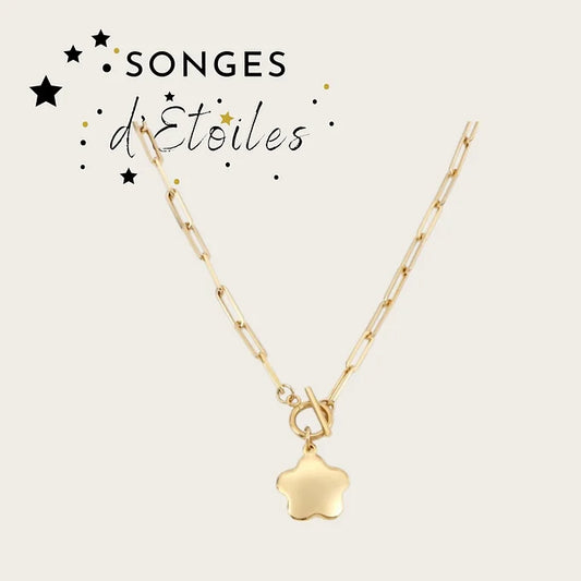 collier fleur acier inoxydable