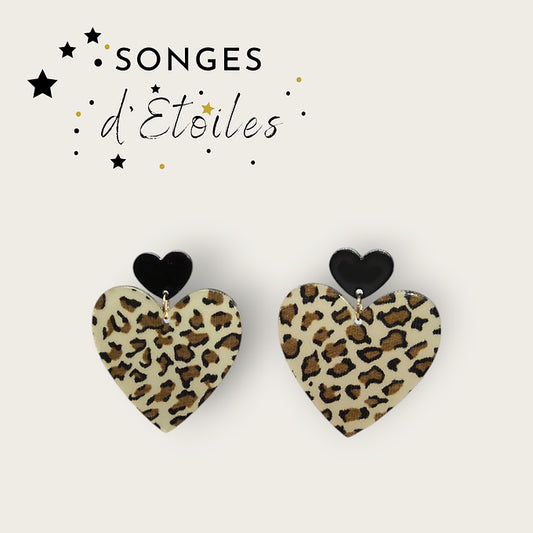 Boucles d'oreilles Amour - Léopard